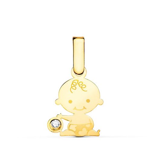 18kts Gold Cubic Zirconia Child Pendant 16588-NINO
