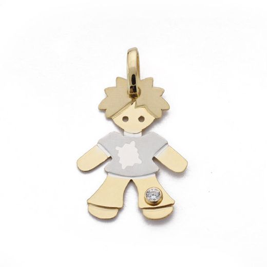 18kts Gold Boy Pendant Bicolor 16246-NINO