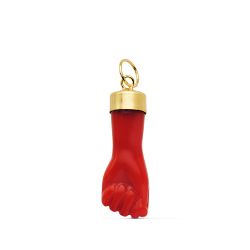 Colgante Oro 18kts 0051-R Amuleto Higa Puño Mano Roja 19x8mm
