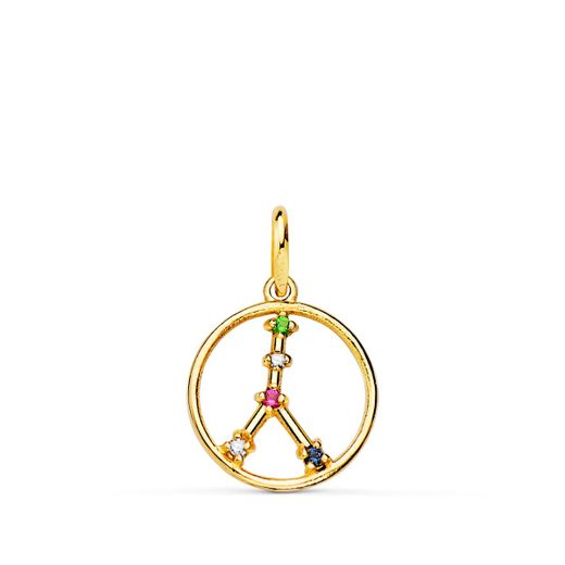 Colgante Oro 18Kts 12mm 22193-CN Horóscopo Cáncer Constelaciones Circonitas Multicolor
