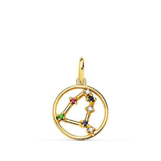 Colgante Oro 18Kts 12mm 22193-CP Horóscopo Capricornio Constelaciones Circonitas Multicolor