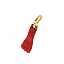 Colgante Oro 18kts 13646-R Amuleto Higa Puño Mano Mediana Roja 19x6mm