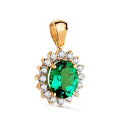 Colgante Oro 18kts 14x12mm 1726-5OAES Diamantes Laboratorio 0,52ct & Esmeralda