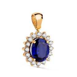 Colgante Oro 18kts 14x12mm 1726-5OAZA Diamantes Laboratorio 0,52ct & Zafiros