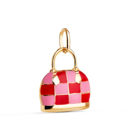 Colgante Oro 18Kts 15x12,5mm 22429-RO Bolso Esmalte Rojo Rosa