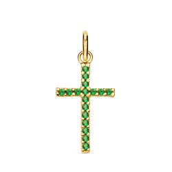 Colgante Oro 18kts 16843-VE Cruz C. Circonitas Verdes 18x10mm