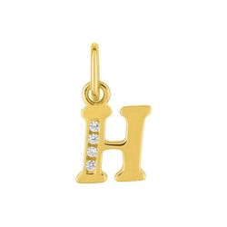 Colgante Oro 18kts (18)2960.1H Letra H Con 4 Diamantes