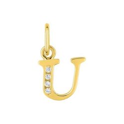Colgante Oro 18kts (18)2960.1U Letra U Con 4 Diamantes