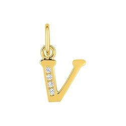Colgante Oro 18kts (18)2960.1V Letra V Con 4 Diamantes