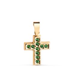 Colgante Oro 18kts 22468-VE Cruz C. Circonitas Verdes 13,5x10mm