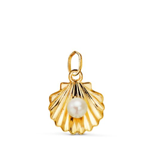 Colgante Oro 18kts Concha En Brillo C. Perla 22543-14 14mm