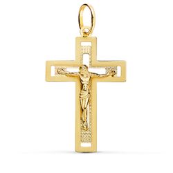 Colgante Oro 18kts Cruz C. Cristo Calada 35x22mm P4348