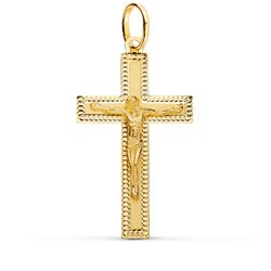 Colgante Oro 18kts Cruz C. Cristo Tallada 35x20mm P4352