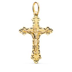Colgante Oro 18kts Cruz C. Cristo Tallada 35x20mm P4353
