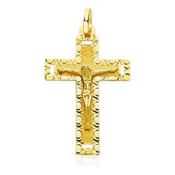 Colgante Oro 18kts Cruz C. Cristo Tallada 35x22mm P4343