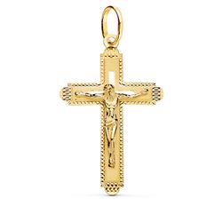 Colgante Oro 18kts Cruz C. Cristo Tallada 35x22mm P4347