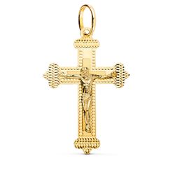 Colgante Oro 18kts Cruz C. Cristo Tallada 35x23mm P4344