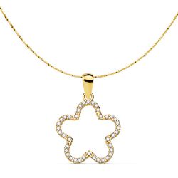 Colgante Oro 18kts Estrella Circonitas 16X16mm Cadena Veneciana 42+3cm 22015