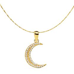 Colgante Oro 18kts Luna Circonitas 15X11mm Cadena Veneciana 42+3cm 22016