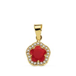 Colgante Oro 9kts 9mm 9K20723-5RO Piedra Rojo