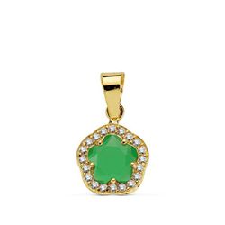 Colgante Oro 9kts 9mm 9K20723-5VE Piedra Verde