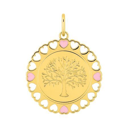 Colgante Oro 9kts Argyor MRM (9)397574.00 Disco Árbol De La Vida Esmalte Rosa