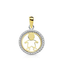 Colgante Oro 9kts Bicolor Plata 13mm 9K22026-O Circonitas