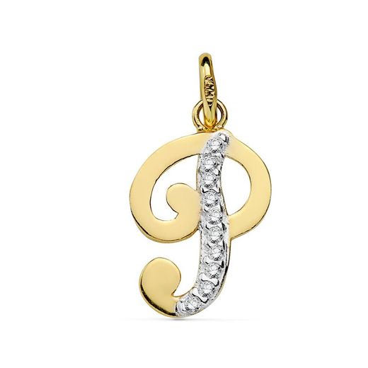 9 karat guld bicolor sølv vedhæng 16x10 mm 9K16740-P Zirconia