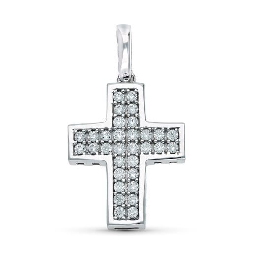 Colgante Oro Blanco 18kts 15000304 Cruz C. Circonitas 22x16mm