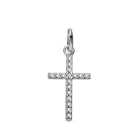 Colgante Oro Blanco 18kts 16770 Cruz C. Circonitas 18x10mm