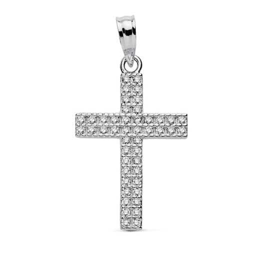Colgante Oro Blanco 18kts 16772 Cruz C. Circonitas 24x15mm