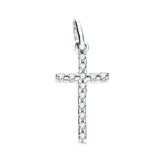 Colgante Oro Blanco 18kts 16773 Cruz C. Circonitas 18x8mm