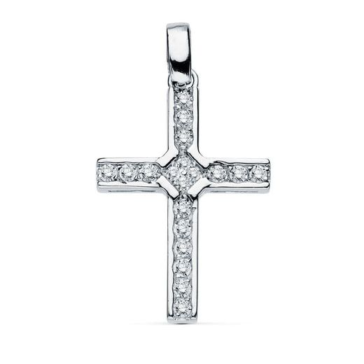 Colgante Oro Blanco 18kts 16892 Cruz C. Circonitas 20x14mm