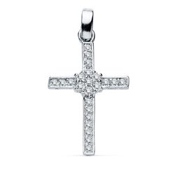 Colgante Oro Blanco 18kts 16893 Cruz C. Circonitas 19x13mm