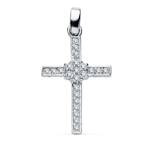 Colgante Oro Blanco 18kts 16893 Cruz C. Circonitas 19x13mm