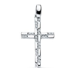 Colgante Oro Blanco 18kts 16894 Cruz C. Circonitas 19x12mm