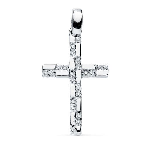 Colgante Oro Blanco 18kts 16894 Cruz C. Circonitas 19x12mm