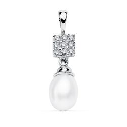 Colgante Oro Blanco 18kts 22x8mm 11559-5 Perla