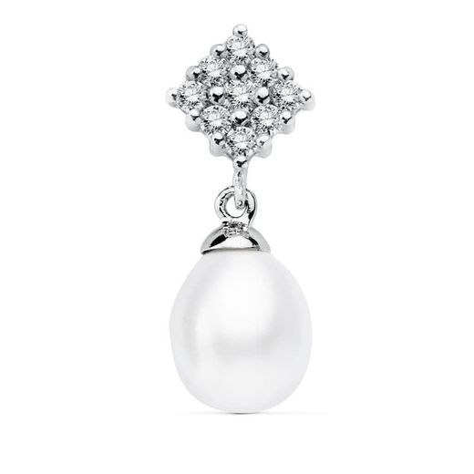 Pingente em Ouro Branco 18k 22x8mm 11603-5 Pérola