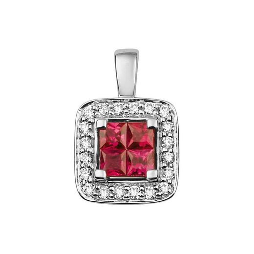 Christian Bernard 18kt White Gold Pendant (18)7V107GRB2 Diamonds 0.14ct With Ruby