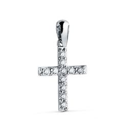 Colgante Oro Blanco 18kts Cruz C. 11 Diamantes Laboratorio 0,230qts G-VS2 P30191-OB 17x11,5mm