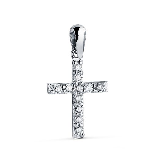 Colgante Oro Blanco 18kts Cruz C. 11 Diamantes Laboratorio 0,230qts G-VS2 P30191-OB 17x11,5mm