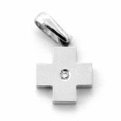 Colgante Oro Blanco 18kts Cruz Con Brillante 10x10mm C1/10806/1