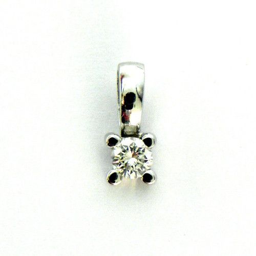 Colgante Oro Blanco 18kts Cuatro Grapas 0,13cts C1/820/14