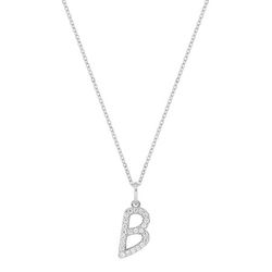 Colgante Oro Blanco 9Kts (9)9KLGD01BW Letra B - Diamantes Laboratorio 0,14ct
