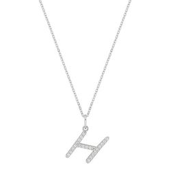 Colgante Oro Blanco 9Kts (9)9KLGD01HW Letra H - Diamantes Laboratorio 0,13ct
