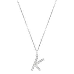 Colgante Oro Blanco 9Kts (9)9KLGD01KW Letra K - Diamantes Laboratorio 0,11ct