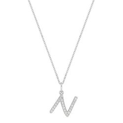 Colgante Oro Blanco 9Kts (9)9KLGD01NW Letra N - Diamantes Laboratorio 0,13ct