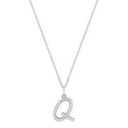 Colgante Oro Blanco 9Kts (9)9KLGD01QW Letra Q - Diamantes Laboratorio 0,16ct
