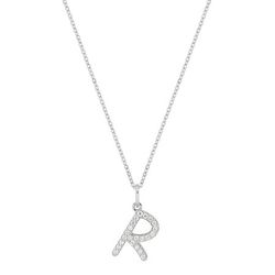 Colgante Oro Blanco 9Kts (9)9KLGD01RW Letra R - Diamantes Laboratorio 0,13ct